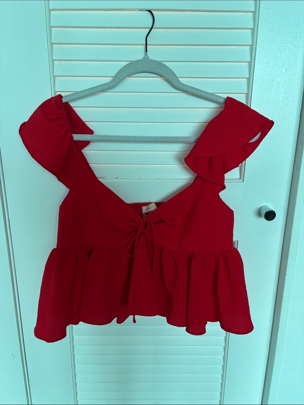 Urban Outfitters Red Ruffle Tie-Front Women's Top